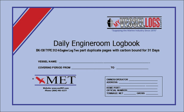 BK-130 Daily Workboat Engineroom Logbook - Captain's
