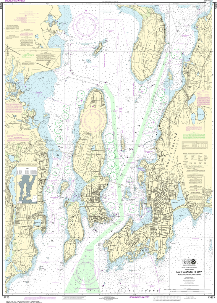 NOAA Chart 13223: Narragansett Bay, Including Newport Harbor