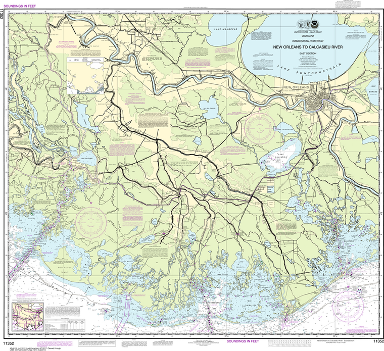 NOAA Chart 11352: Intracoastal Waterway - New Orleans to Calcasieu River East Section