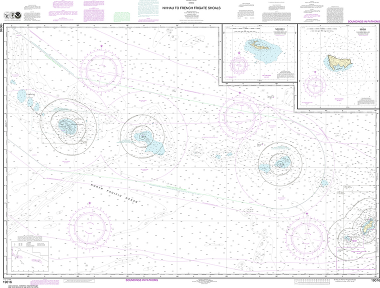 NOAA Chart 19016: Ni'ihau to French Frigate Shoals, Necker Island, Nihoa
