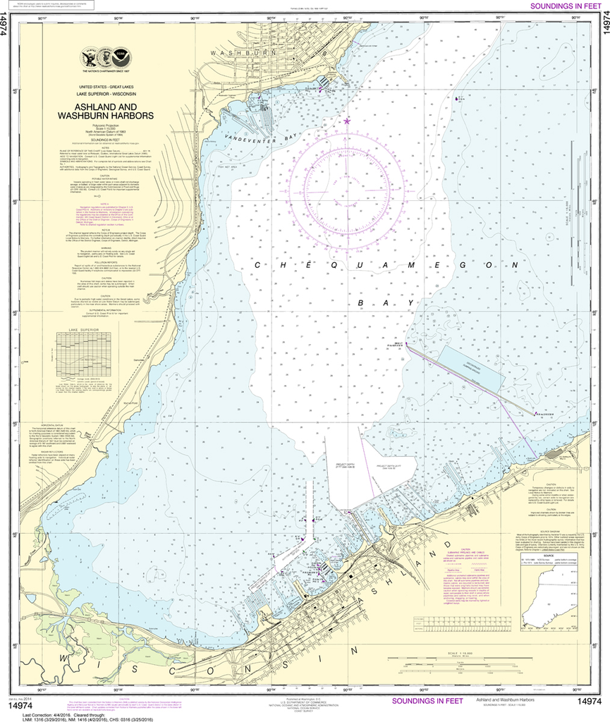 NOAA Chart 14974: Ashland and Washburn Harbors