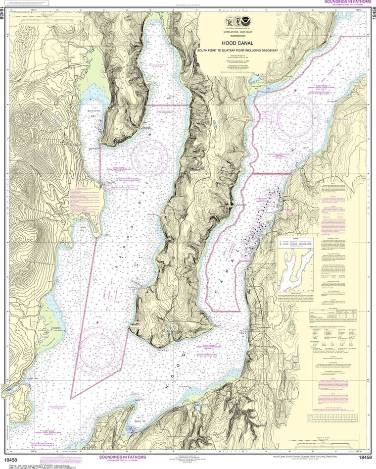 NOAA Chart 18458: Hood Canal - South Point to Quatsap Point including Dabob Bay