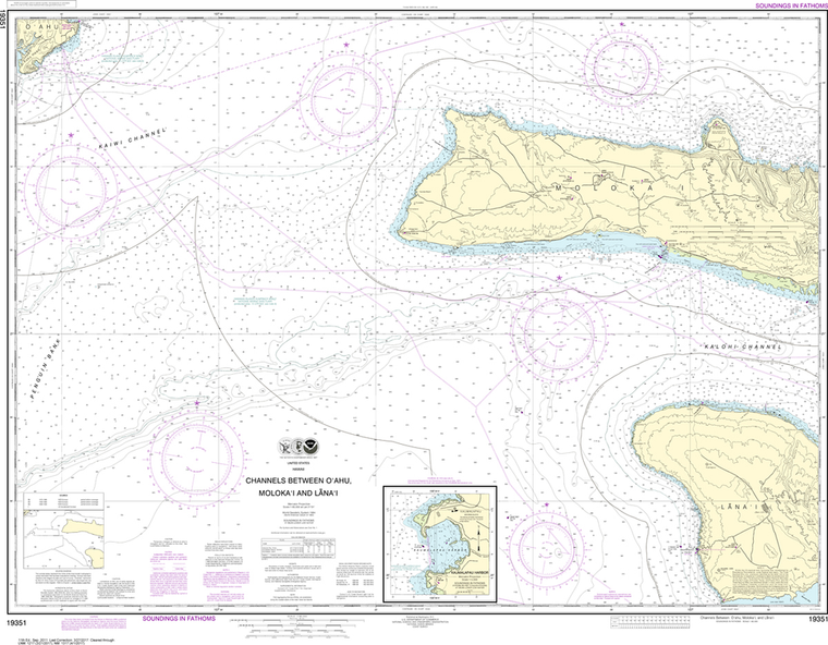 NOAA Chart 19351: Channels between O'ahu, Moloka'i and Lana'i, Kaumalapa'u Harbor