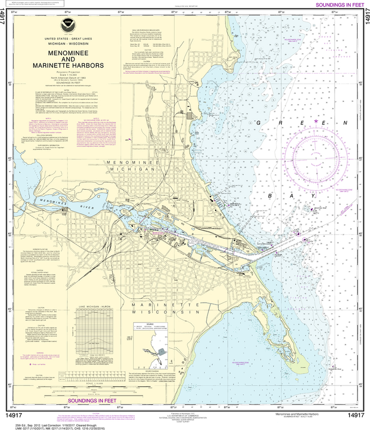 NOAA Chart 14917: Menominee and Marinette Harbors