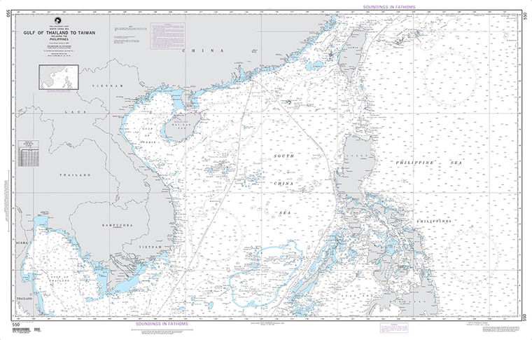 NGA Chart 550: Gulf of Thailand to Taiwan including the Philippines (OMEGA)
