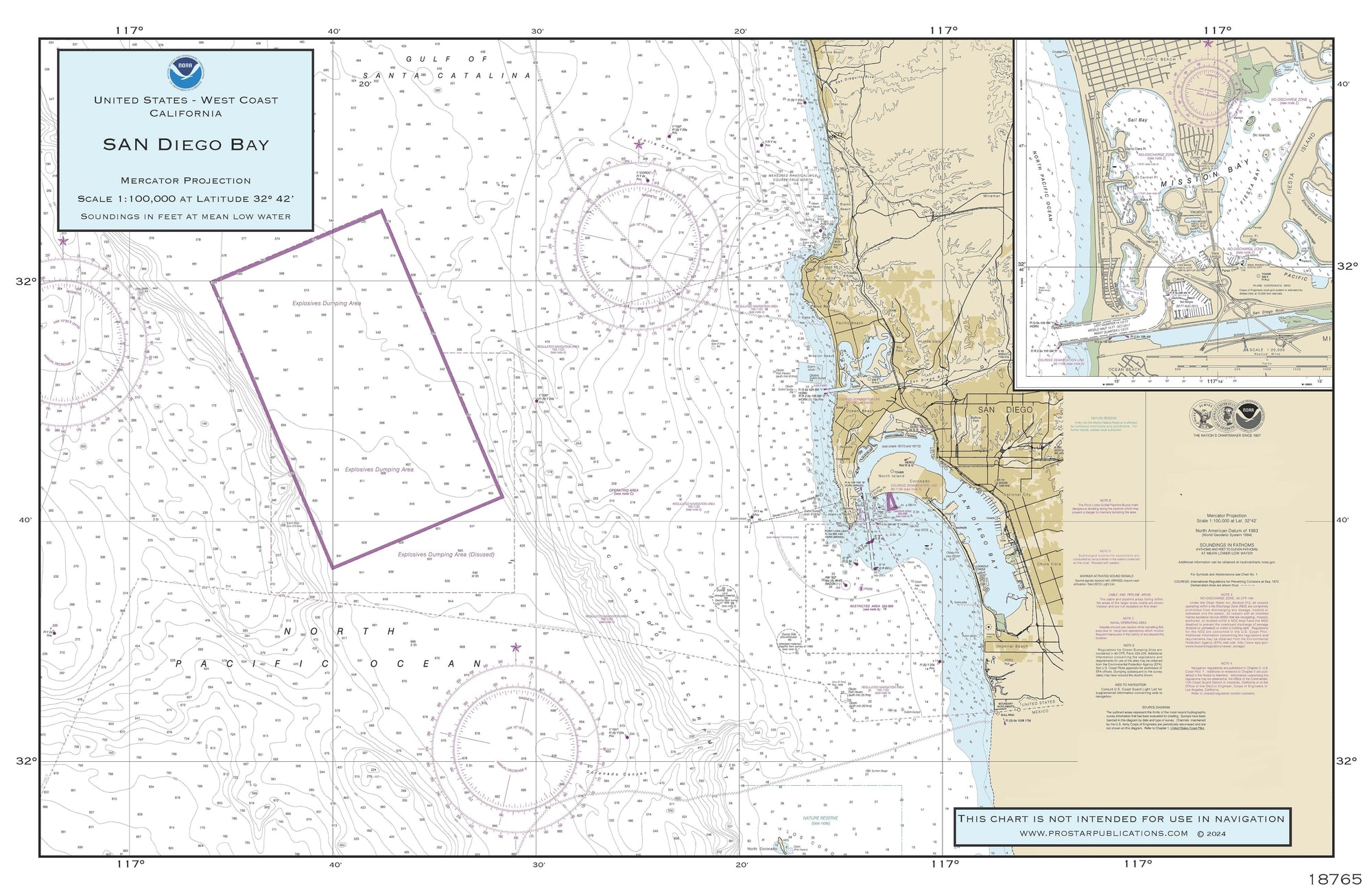 Nautical Placemat: San Diego Bay (CA) (Larger Region)