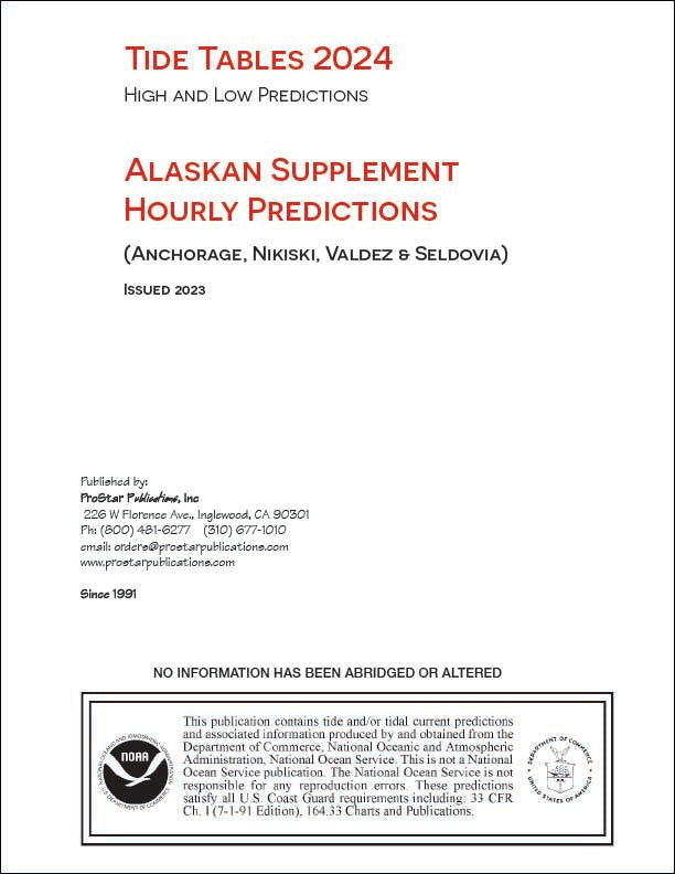 2024 Alaskan Supplement to Tide Tables (Anchorage, Nikiski, Valdeze & Seldova)
