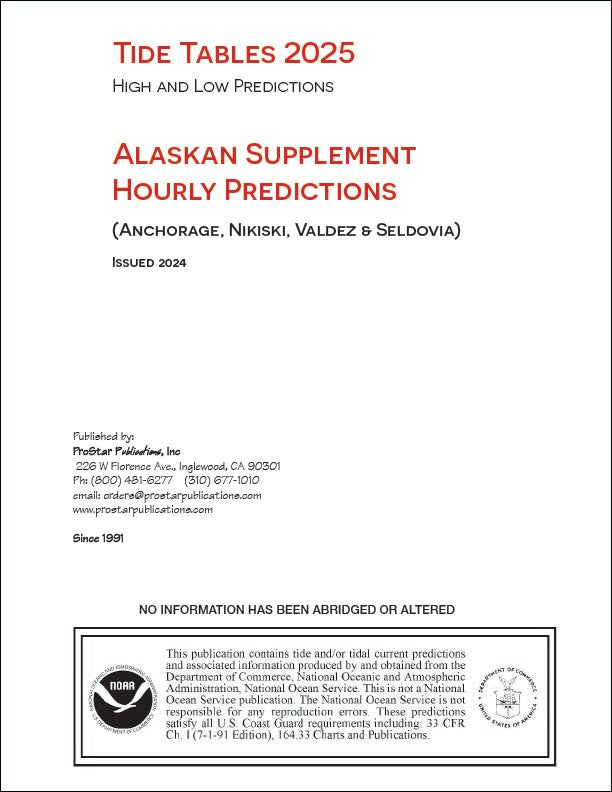 2025 Alaskan Supplement to Tide Tables (Anchorage, Nikiski