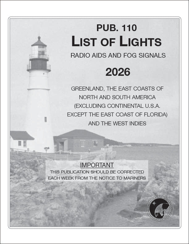 PUB. 110: List of Lights, Radio Aids and Fog Signals 2026