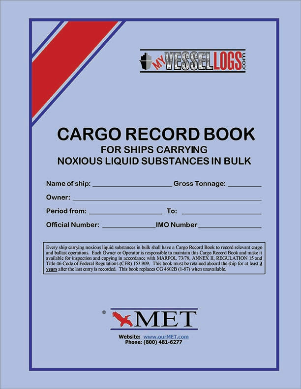 Cargo Record Book For Ships carrying Noxious Liquid Substances In Bulk