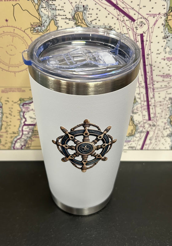 Ship's Wheel Coffee Tumbler, White