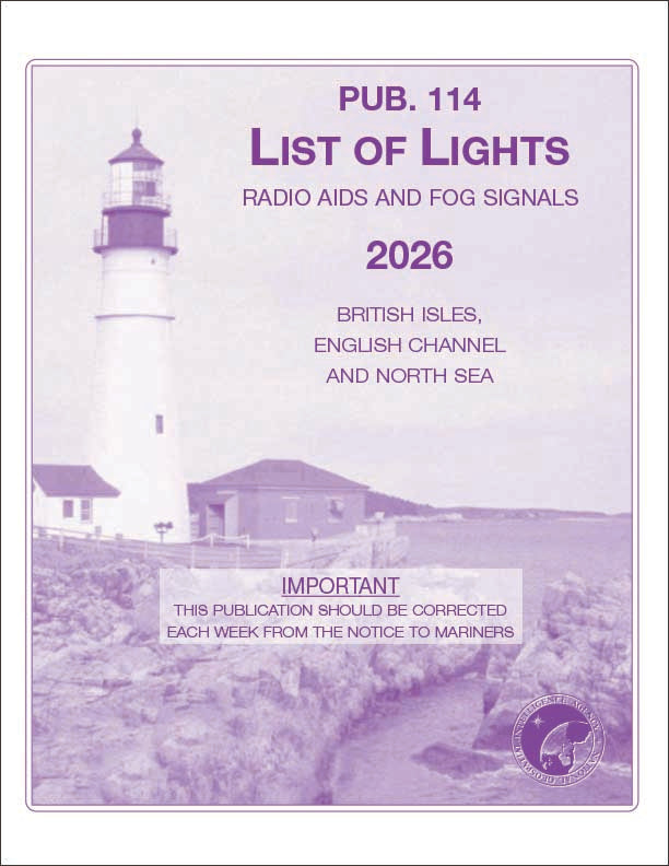 Cover of 'List of Lights' publication with lighthouse illustration and text.