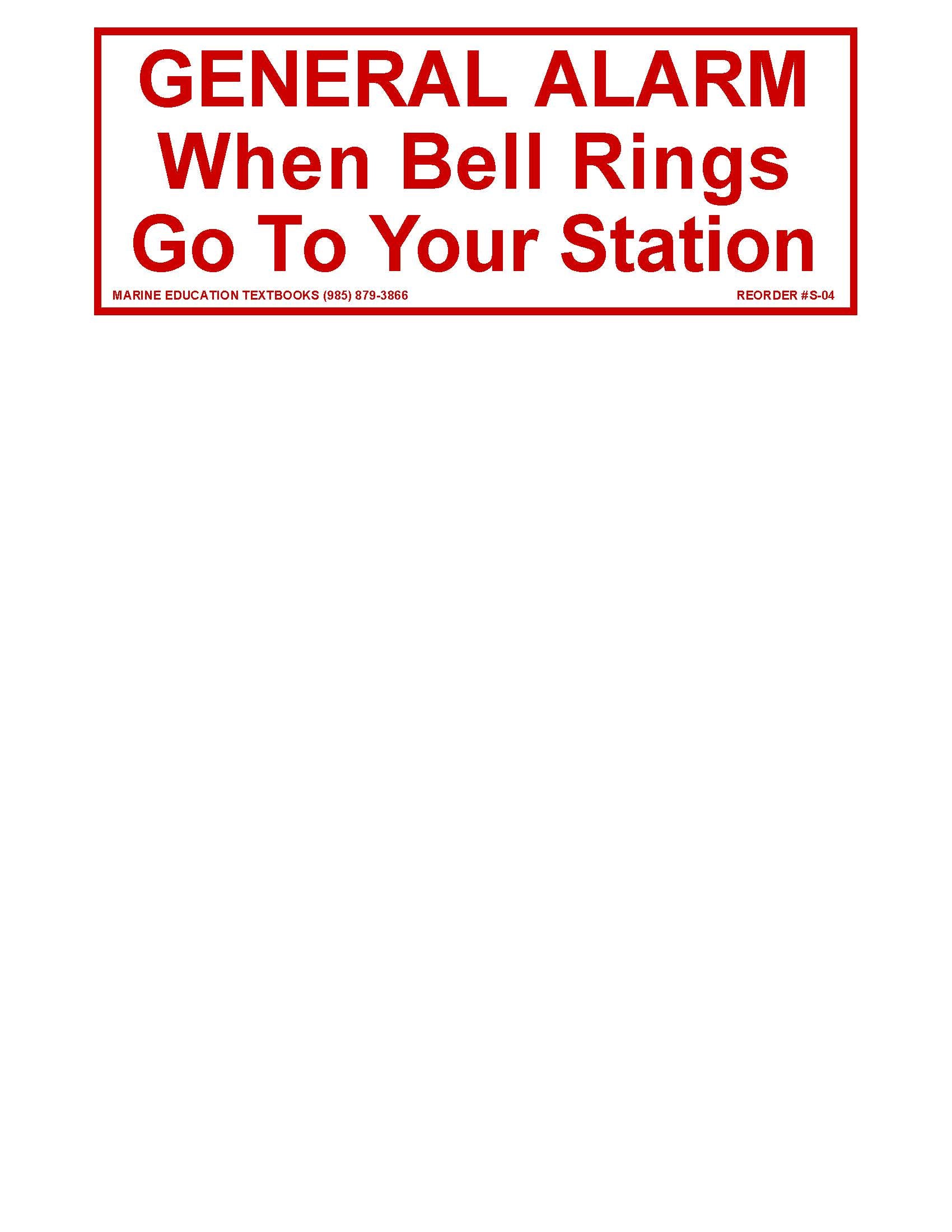 S-328 General Alarm-When Bell Rings (7x3)