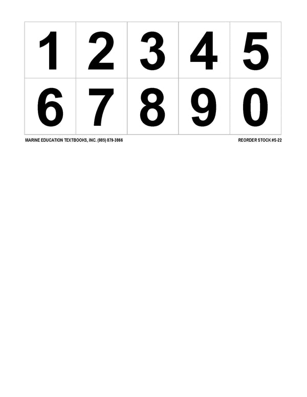 Nsutical Numbers S-22 - 0123456789 (1 Inch Numbers) - Captain's Nautical Books & Charts