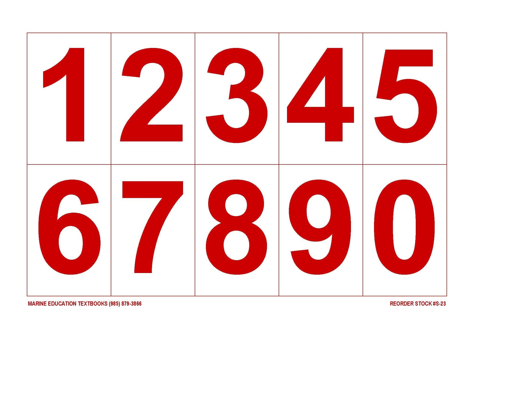 S-23 - 0123456789 (2 Inch Numbers)