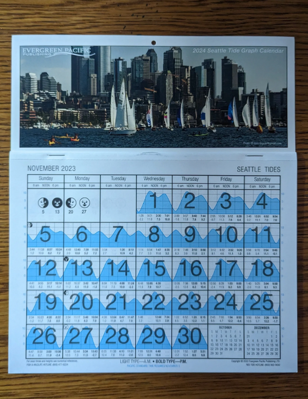 2025 Tide Graph Calendar for Seattle Captain's Nautical Books & Charts
