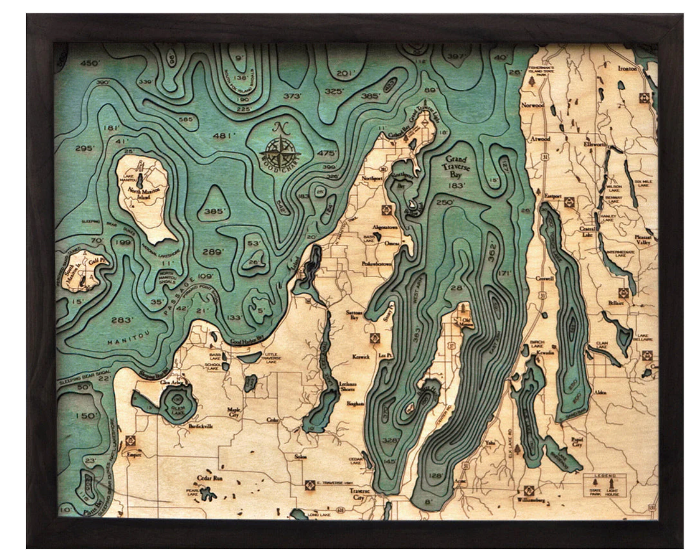 WoodChart of Grand Traverse Bay, Michigan (Small)