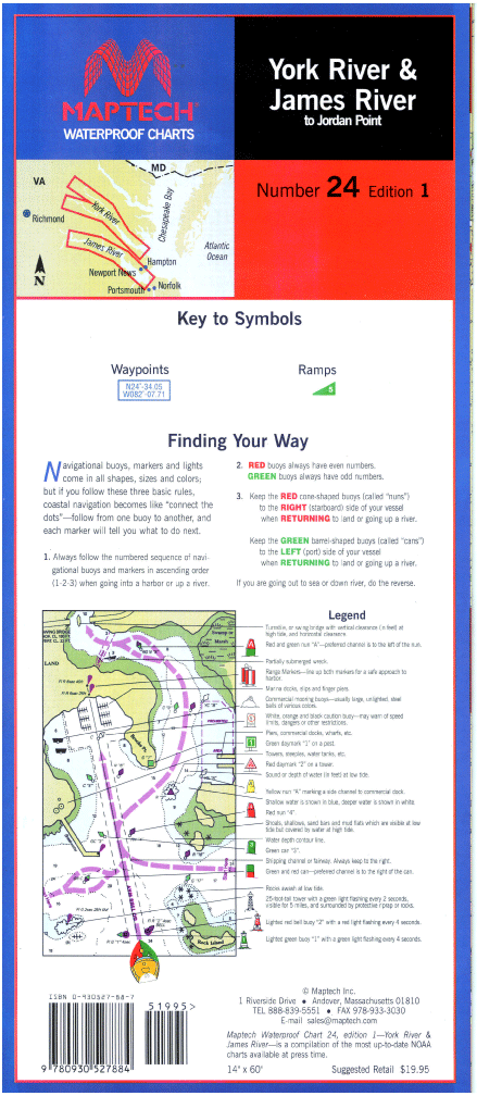 Waterproof Chart: York and James River (1st Ed)