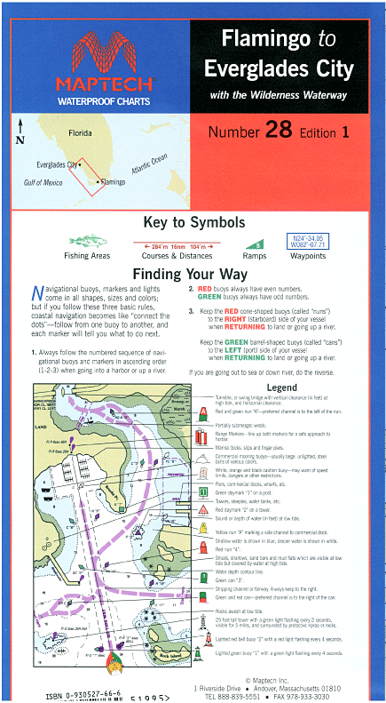 Waterproof Chart: Flamingo to Everglades City w/the Wilderness Waterway (1st Ed)