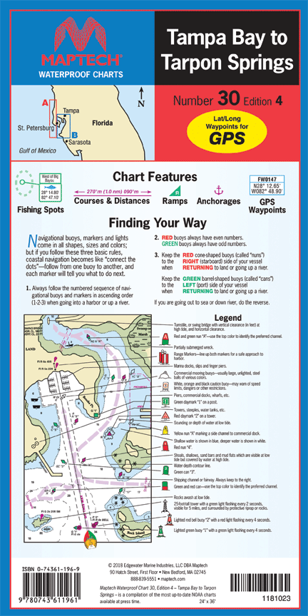 Waterproof Chart: Tampa Bay to Tarpon Springs (4th Ed)