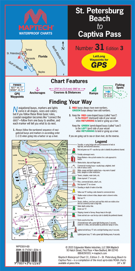 Waterproof Chart: St. Petersburg Beach to Captiva Pass (3rd Ed)