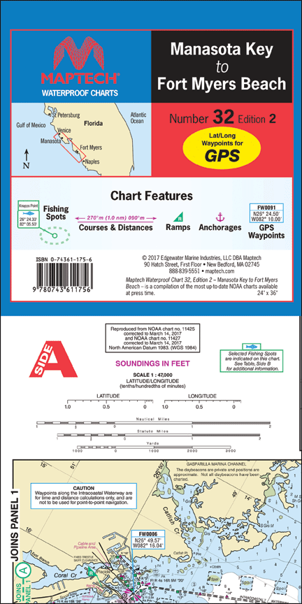 Waterproof Chart: Manasota Key to Fort Meyers Beach (2nd Ed)