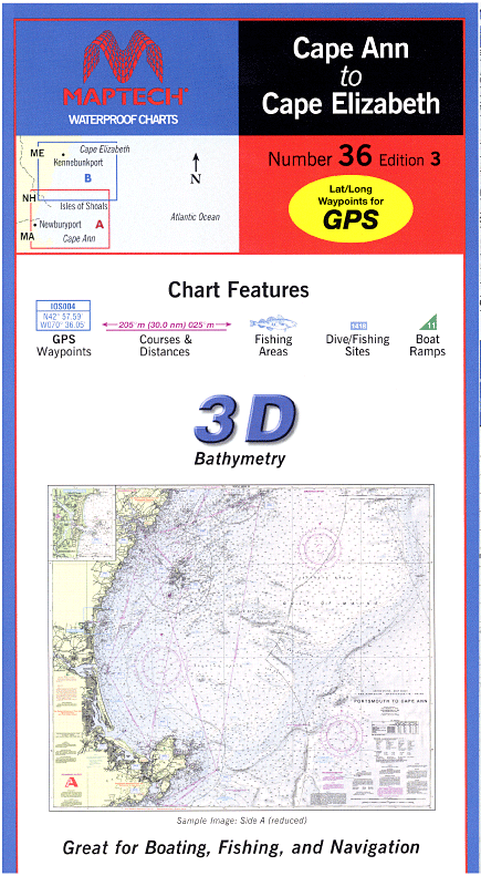 Waterproof Chart: Cape Ann to Cape Elizabeth (3rd Ed)