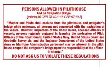S-199 Persons Allowed In Pilothouse