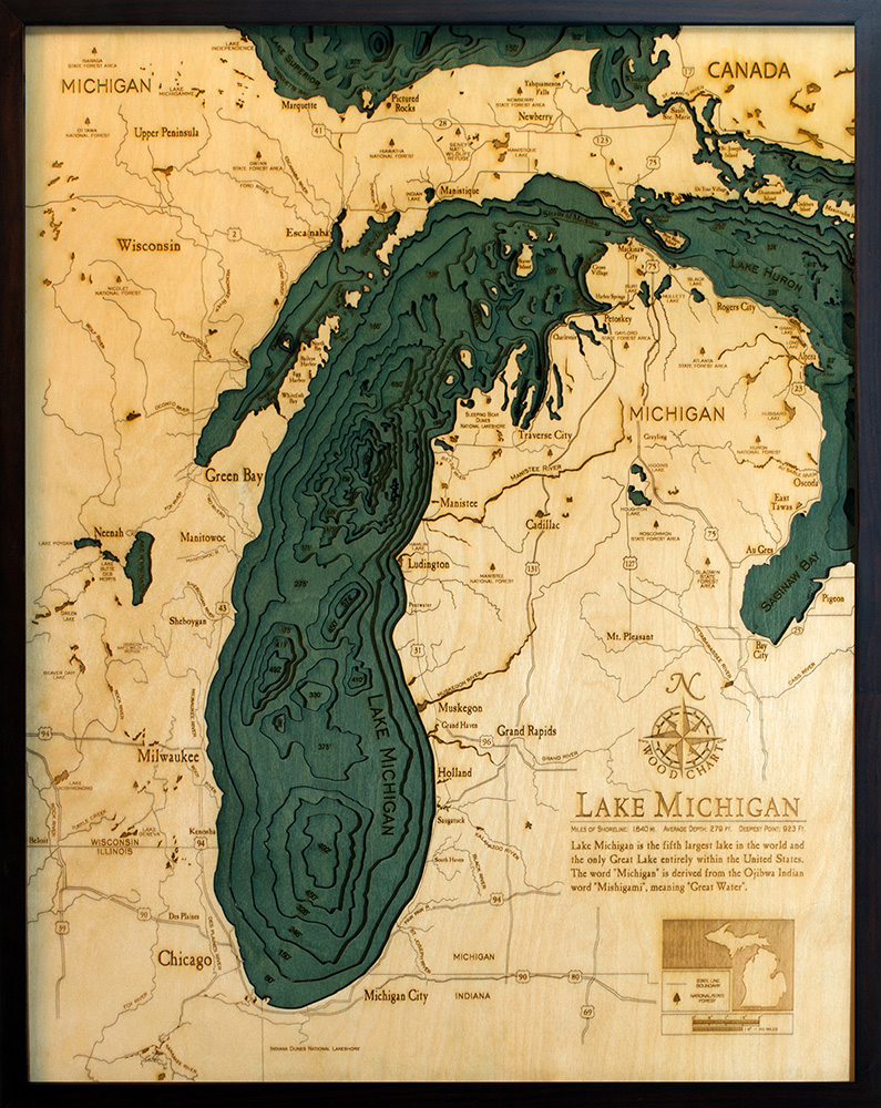 WoodChart of Lake Michigan (Large)