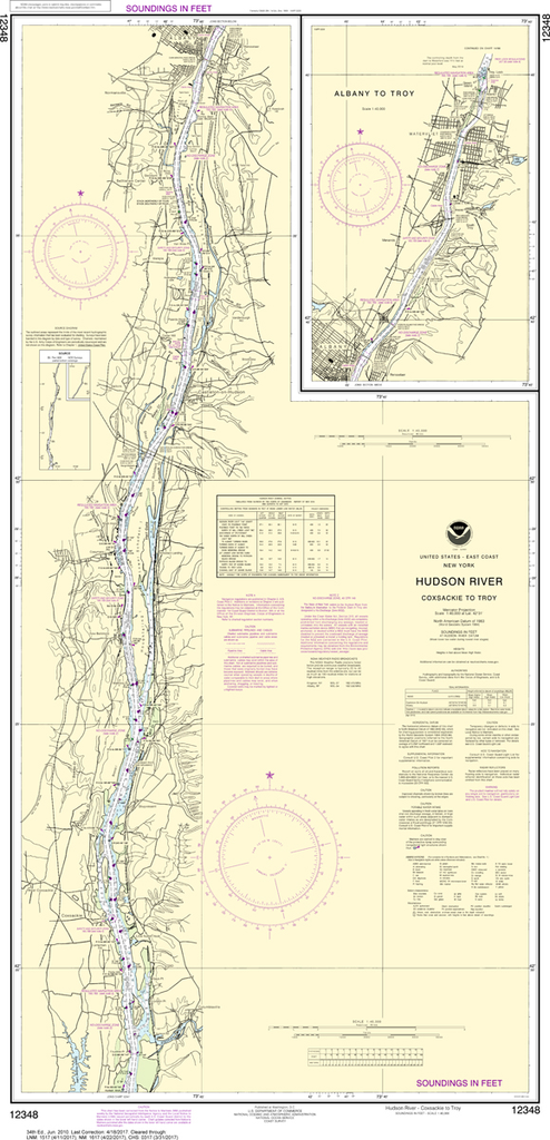 NOAA Chart 12348: Hudson River - Coxsackie to Troy