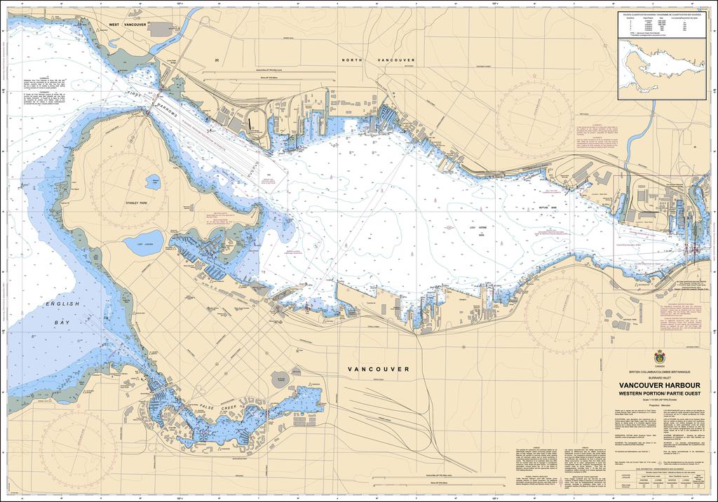 CHS Chart 3493: Vancouver Harbour Western Portion/Partie Ouest