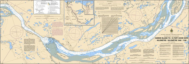 CHS Chart 6421: Hardie Island to/à Fort Good Hope Kilometre 1040 / Kilometre 1100