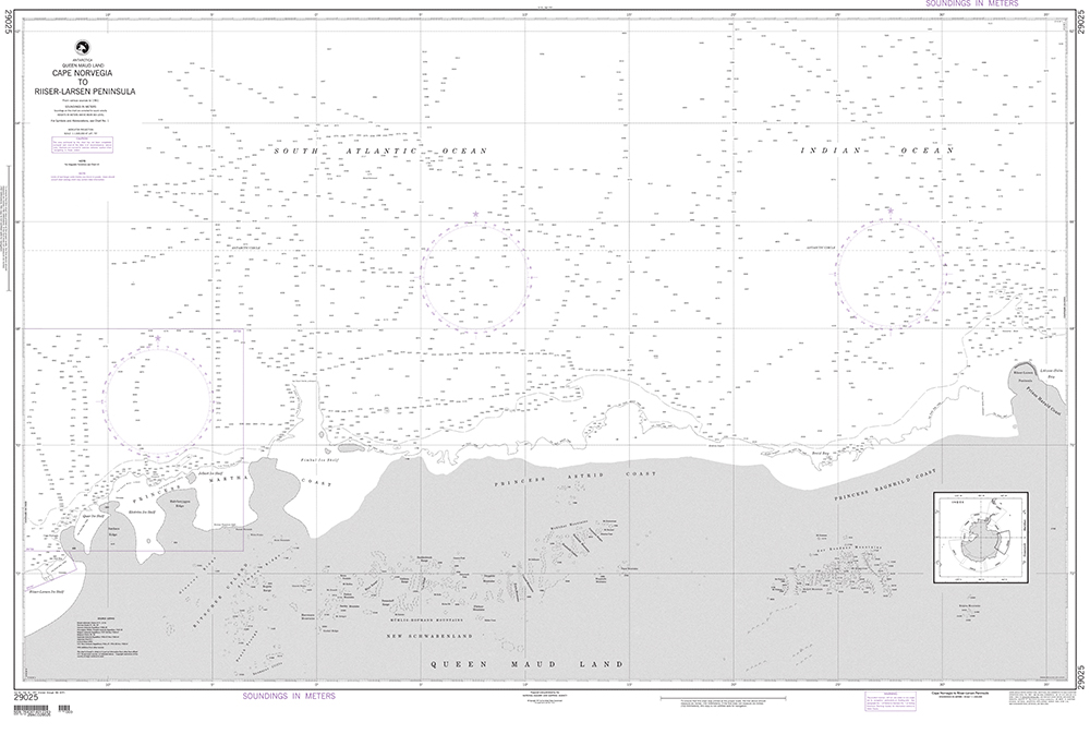 NGA Chart 29025: Cape Norvegia to Riiser-Larsen Peninsula (Queen Maud Land)
