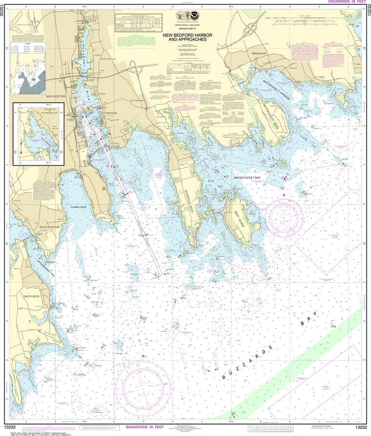 NOAA Chart 13232: New Bedford Harbor and Approaches