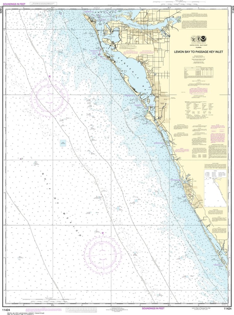 NOAA Chart 11424: Lemon Bay to Passage Key Inlet