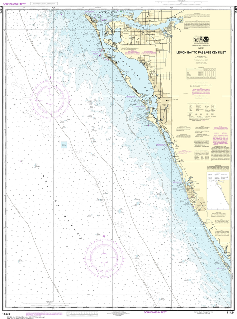 NOAA Chart 11424: Lemon Bay to Passage Key Inlet