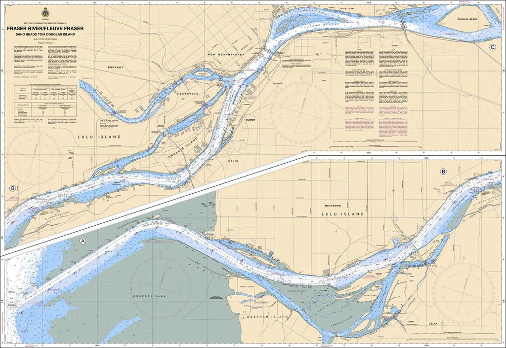 CHS Chart 3490: Fraser River/Fleuve Fraser, Sand Heads to/à Douglas Island
