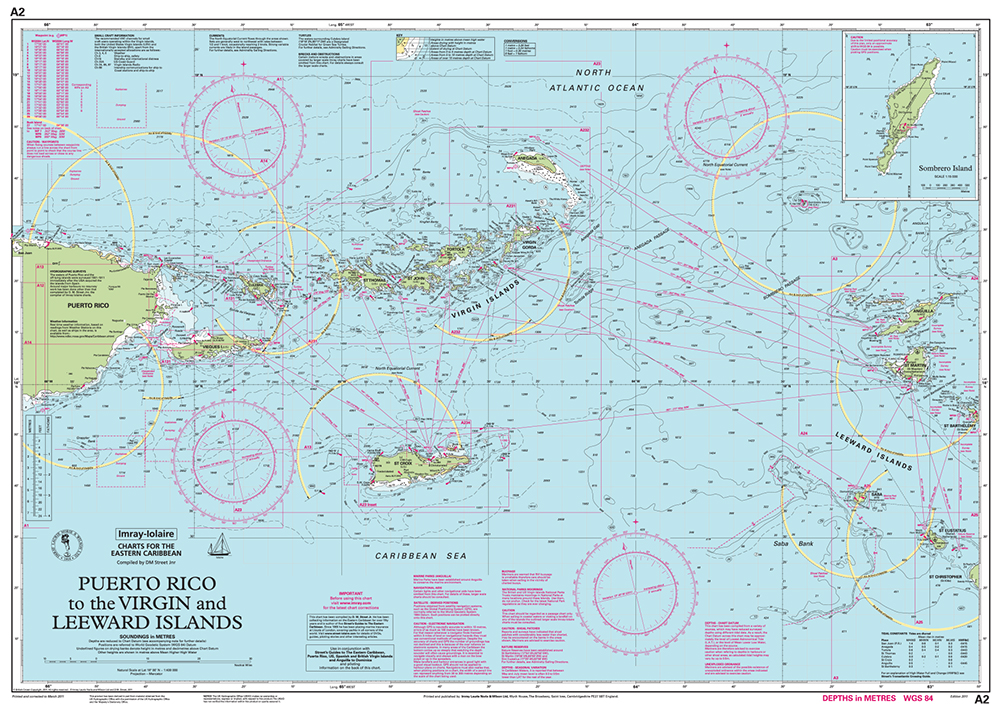 Imray Chart A2: Puerto Rico to the Virgin and Leeward Islands