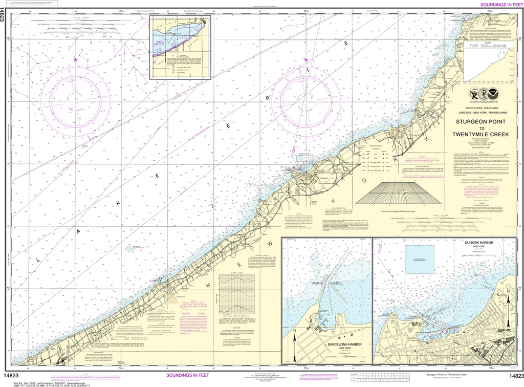 NOAA Chart 14823: Sturgeon Point to Twentymile Creek, Dunkirk Harbor, Barcelona Harbor