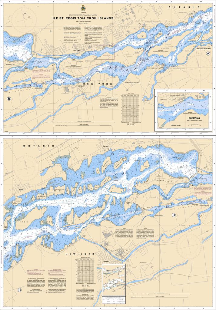 CHS Chart 1433: Île St-Régis to/à Croil Islands