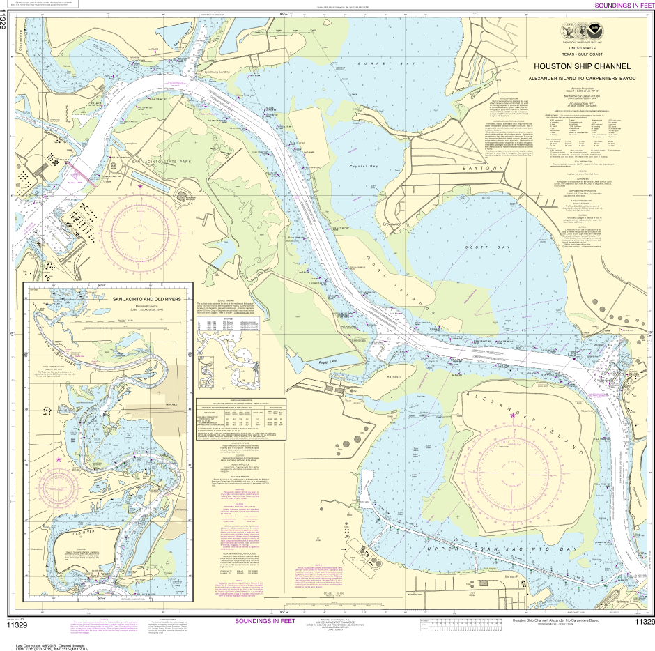 NOAA Print-on-Demand Charts US Waters-Houston Ship Channel Alexander Island to Carpenters Bayou;San Jacinto and Old Rivers-11329