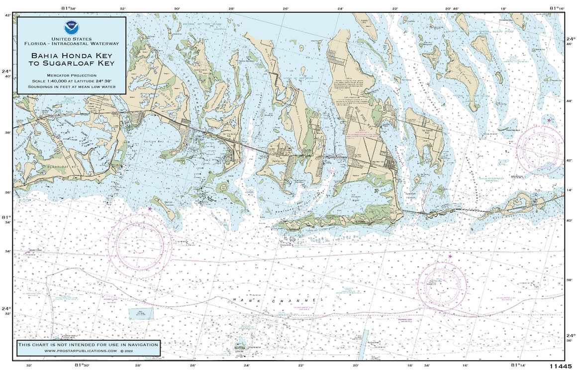 Nautical Placemat: Bahia Honda Key to Sugarloaf Key