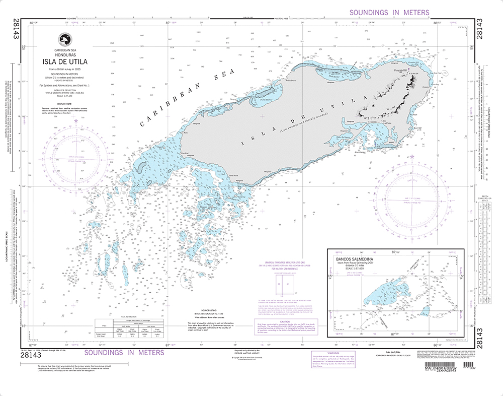 NGA Chart 28143: Isla de Utila (Honduras)