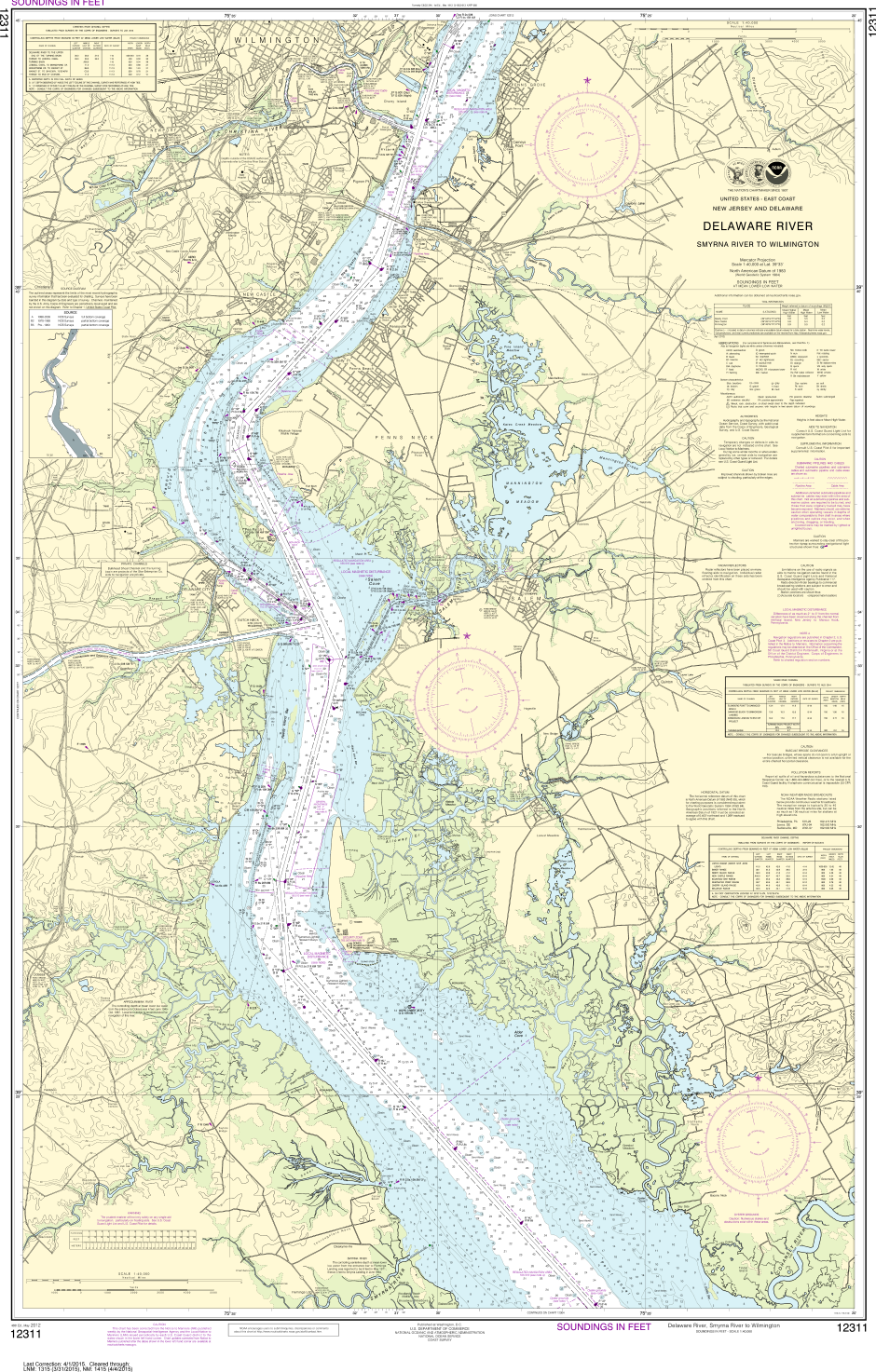 NOAA Chart 12311: Delaware River Smyrna River to Wilmington