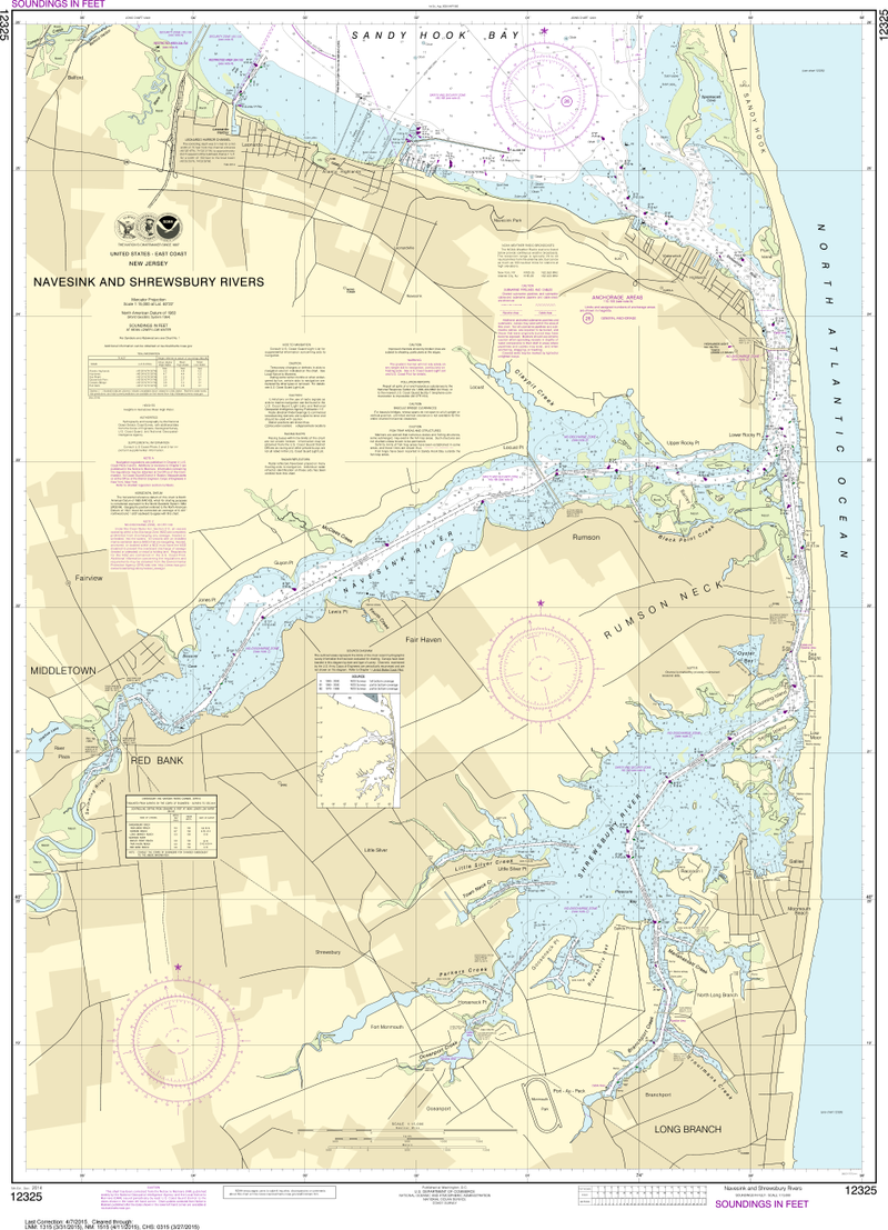 NOAA Chart 12325 Navesink And Shrewsbury Rivers Captain's Nautical