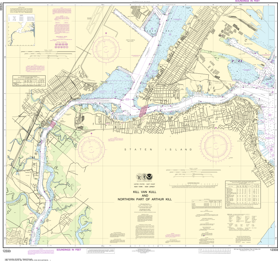 NOAA Print-on-Demand Charts US Waters-Kill Van Kull and Northern Part of Arthur Kill-12333