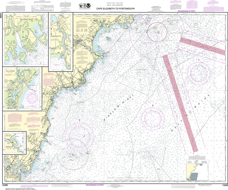 NOAA Chart 13286: Cape Elizabeth to Portsmouth, Cape Porpoise Harbor, Wells Harbor, Kennebunk River, Perkins Cove