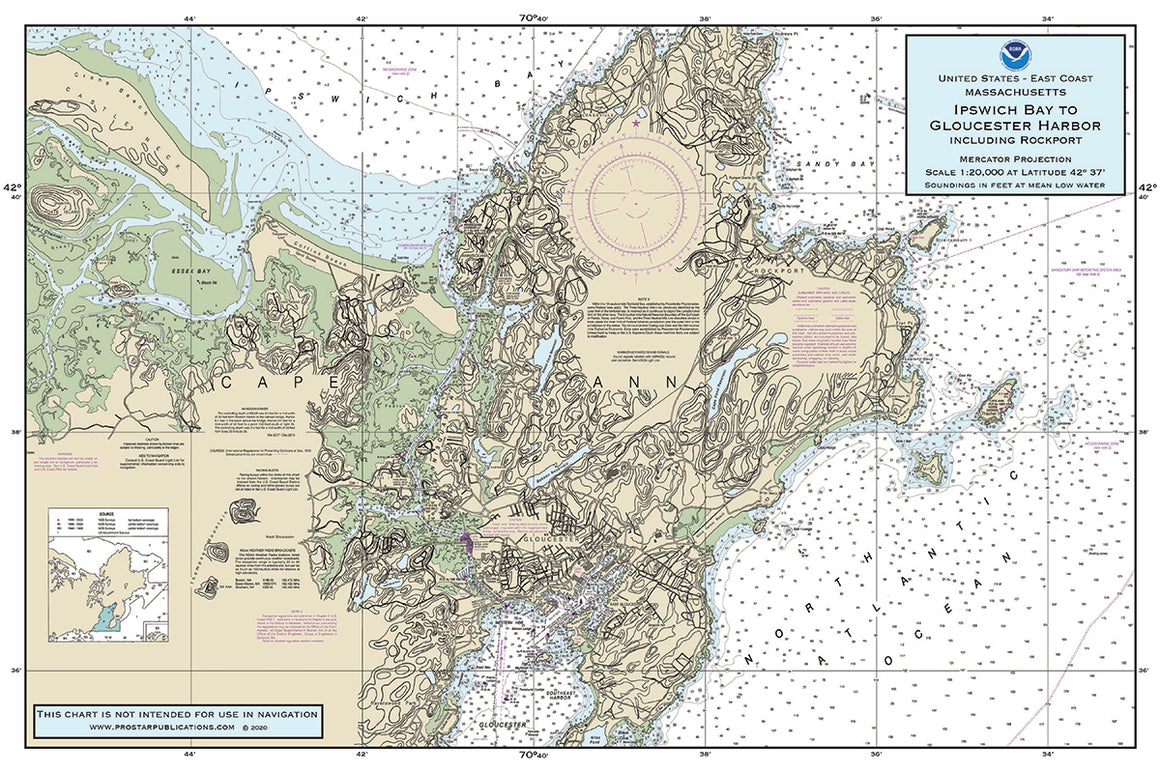 Nautical Placemat: Ipswich Bay to Gloucester Harbor