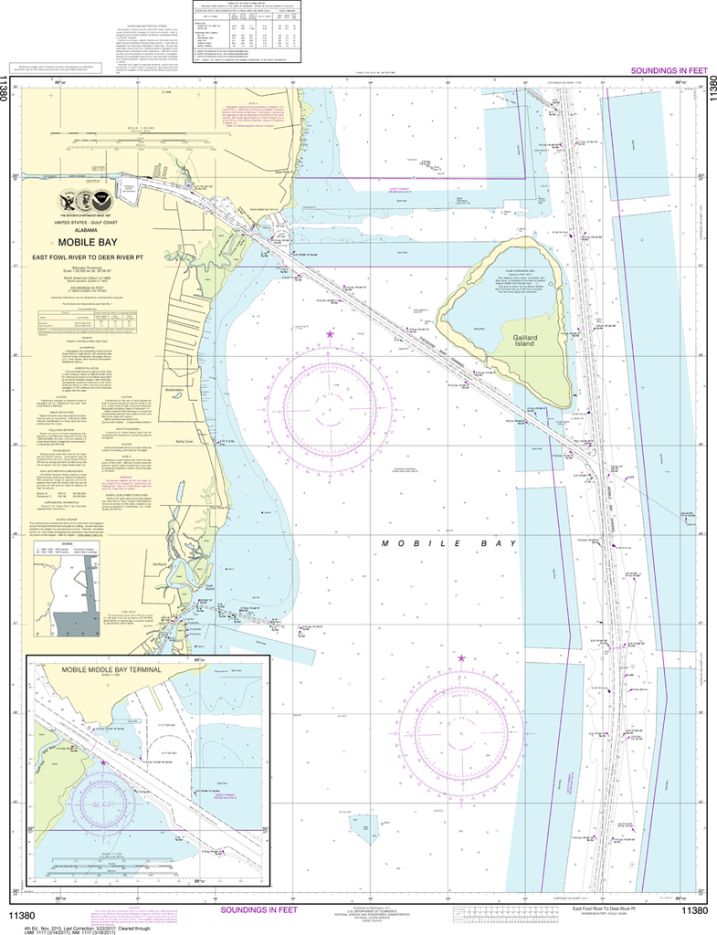 NOAA Chart 11380: Mobile Bay East - Fowl River to Deer River Point, Mobile Middle Bay Terminal