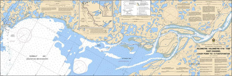CHS Chart 6431: East Channel, Lousy Point to/à Tuktoyaktuk Kilometre 1710 / Kilometre 1766
